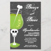 Papier Booze and Boos Skull Budget Halloween Invitations (Devant)