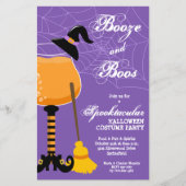 Papier Booze de sorcière et Boos Budget Halloween Invitat (Devant)