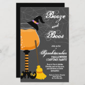 Papier Booze et Boos Witch Budget Halloween Invitations (Devant / Derrière)