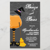 Papier Booze et Boos Witch Budget Halloween Invitations (Devant)