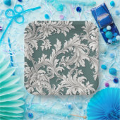 Papier Bord Damask Design Aqau Zwart & Wit (Feest)