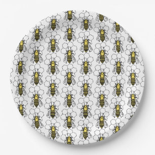 Papier Bord - Gele en zwarte bijen