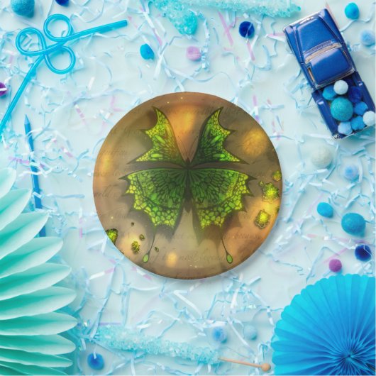 papier bord met groene vlinder (Feest)