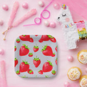 Papier bord met rode aardbei ontwerp (Feest)