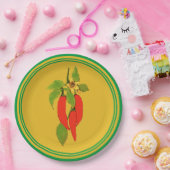 Papier Bord rode paprika's op mosterd achtergrond (Feest)