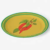 Papier Bord rode paprika's op mosterd achtergrond (Gekanteld)