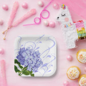 Papier Borden-Blauw Hydrangea Papieren Bordje (Feest)