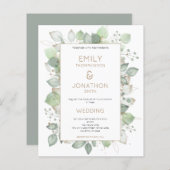 Papier Bordure budgétaire Faire-part de mariage Gold Sage (Devant / Derrière)