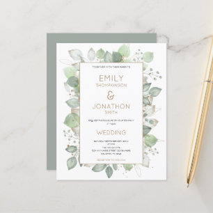 Papier Bordure budgétaire Faire-part de mariage Gold Sage