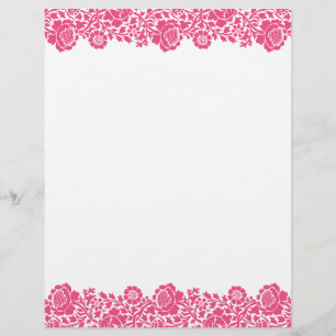 Papier Bordure de Damas florales roses chaudes