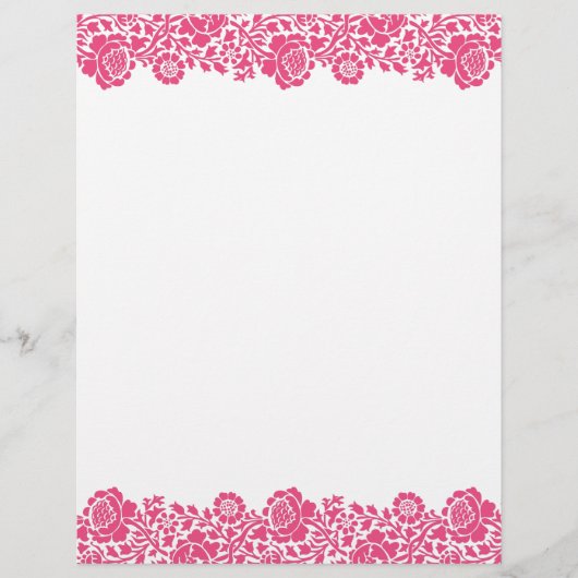 Papier Bordure de Damas florales roses chaudes (Devant)