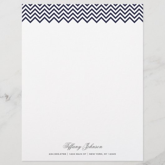 Papier Bordure de la marine Blue Modern Chevron (Devant)
