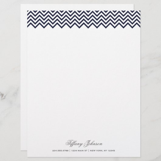 Papier Bordure de la marine Blue Modern Chevron (Devant / Derrière)