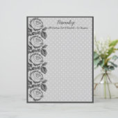 Papier Bordure Rose Pois chic & shabby gris & blanc (Debout devant)