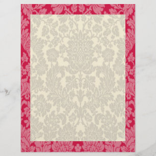 Papier Bordure rouge Damas