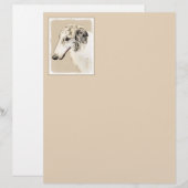 Papier Borzoi (Argent Brindle) Peinture Chien Art origina (Devant / Derrière)