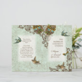 Papier Botanica Birds Butterfly Swirl Wedding Program (Debout devant)