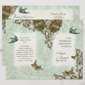 Papier Botanica Birds Butterfly Swirl Wedding Program (Devant / Derrière)