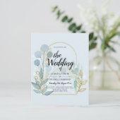 Papier Botanica moderne; Aqua SeaGlass Gold Wedding Invit (Debout devant)