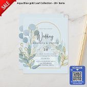 Papier Botanica moderne; Aqua SeaGlass Gold Wedding Invit