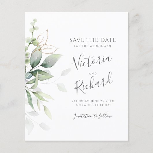 Papier Botanical Gold Greenery Eucalyptus Wedding (Devant)