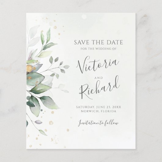 Papier Botanical Gold Greenery Eucalyptus Wedding (Devant)