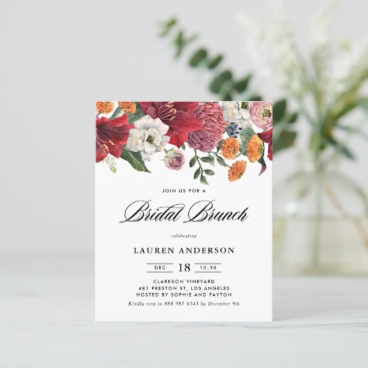 Papier Botanique Amaryllis Bridal Brunch Invitation (Debout devant)