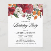 Papier Botanique Amaryllis Invitation de fête d'anniversa (Devant)