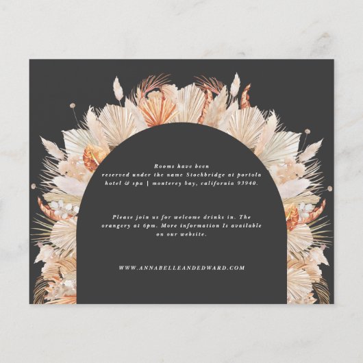 Papier botanique noire élégante pampa détails mariages (Dos)