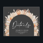 Papier botanique noire élégante pampa détails mariages<br><div class="desc">Carte de détails mariage design bohème moderne en terre cuite pampas herbe botanique.</div>