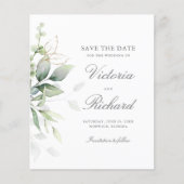 Papier Botanique Or Vert Eucalyptus Enregistrer La Date (Devant)