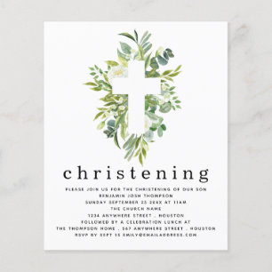 PAPIER Botanische bladeren Cross Christening Invit Flyer