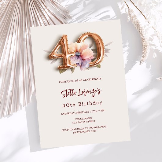 Papier Bouche d'or fleuri beige budget 40e anniversaire