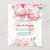 Papier Boucles arc rose fille invitation Baby shower (Devant)