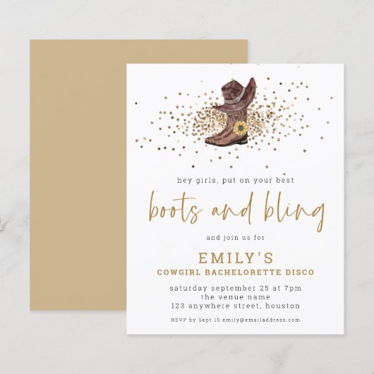 Papier Boucles BUDGÉTAIRES Bling Bachelorette Discothèque (Devant / Derrière)