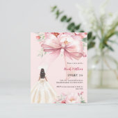 Papier Boucles d'arc rose pâle robe Sweet 16 invitation (Debout devant)