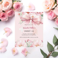 Boucles d'arc rose pâle Sweet 16 invitation