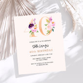 Papier Boucles de pêche rose 40e anniversaire invitation 