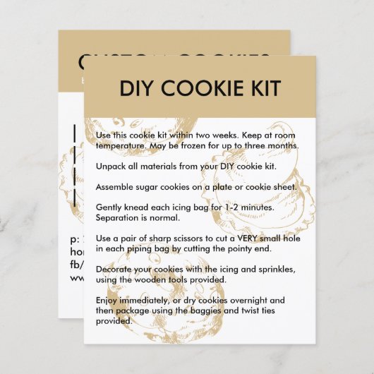 Papier Boulangerie do-it-yourself kit de biscuits instruc (Devant / Derrière)