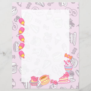 Papier Boulangerie douce et boissons rose