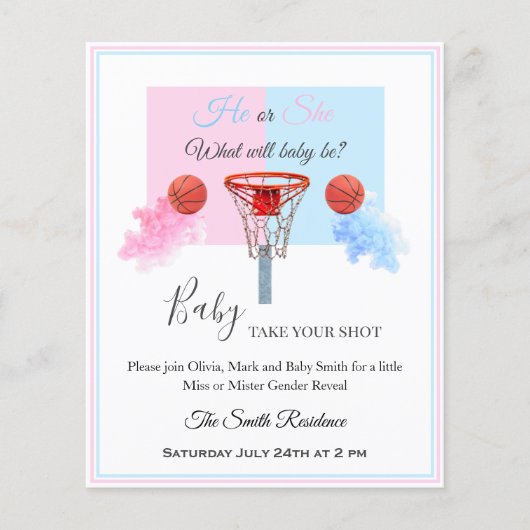 Papier Boule de basket bleu rose boule de fumée révèle le (Devant)