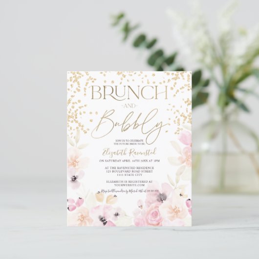 Papier Boule de brunch fleuri or bubbly budget de douche  (Debout devant)