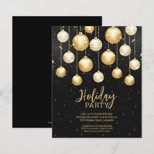Papier Boules de Noël Budget Gold Invitations Noires