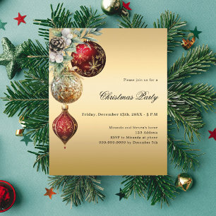 Papier Boules de pin doré rouge invitation pour fête de N
