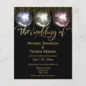 Papier boules disco parties scintillant faire-part de mar (Devant)