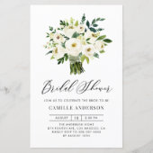 Papier Bouquet floral blanc Invitation à la douche nuptia (Devant)
