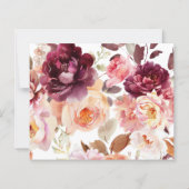 Papier Bouquet Floral Bourgogne QR code Détails Mariage (Dos)