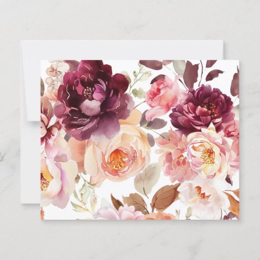 Papier Bouquet Floral Bourgogne QR code Détails Mariage (Dos)