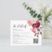 Papier Bouquet Floral Bourgogne QR code Détails Mariage (Debout devant)