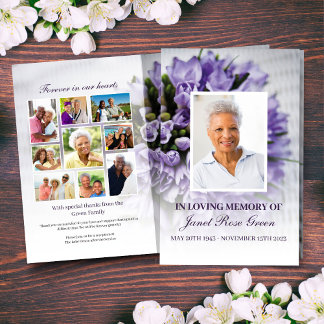 Papier Bouquet pourpre dans Love Memory Funeral Program